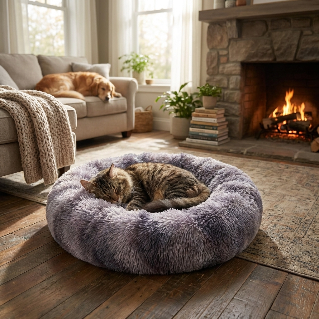 Comforas Anti-Anxiety Donut Pet Bed lifestyle photo